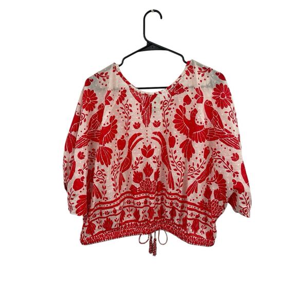 Farm Rio Jungle Flow Top Red White Crop Size XL - Picture 7 of 12